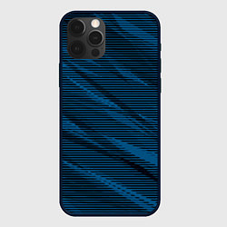 Чехол iPhone 12 Pro Полосатый чёрно-синий