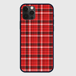 Чехол iPhone 12 Pro Красный клетчатый узор
