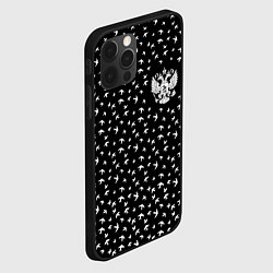 Чехол для iPhone 12 Pro Герб РФ и ласточки на чёрном, цвет: 3D-черный — фото 2