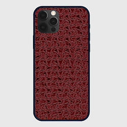 Чехол iPhone 12 Pro Тёмный красно-коричневый узорный