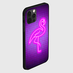 Чехол для iPhone 12 Pro Розовый неоновый фламинго, цвет: 3D-черный — фото 2