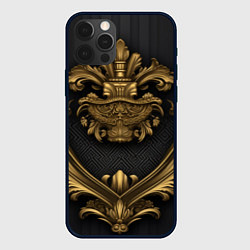 Чехол для iPhone 12 Pro Золотая корона с узорами, цвет: 3D-черный