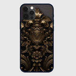 Чехол для iPhone 12 Pro Золотистая корона и узоры, цвет: 3D-черный