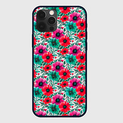 Чехол iPhone 12 Pro Анемоны цветы яркий принт