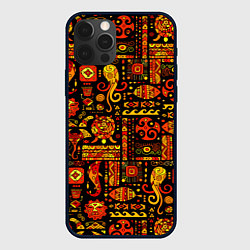 Чехол для iPhone 12 Pro Этнический орнамент - морские обитатели, цвет: 3D-черный
