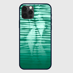 Чехол для iPhone 12 Pro Tie-dye green stripes, цвет: 3D-черный
