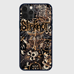 Чехол iPhone 12 Pro Slipknot на фоне масок черепов животных