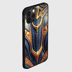 Чехол для iPhone 12 Pro Темная кожаная броня с желтой оплеткой, цвет: 3D-черный — фото 2