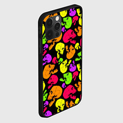Чехол для iPhone 12 Pro Разноцветные черепа узор, цвет: 3D-черный — фото 2