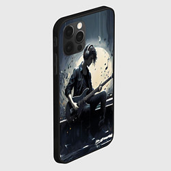 Чехол для iPhone 12 Pro Играющий на гитаре в свете Луны музыкант, цвет: 3D-черный — фото 2