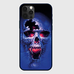 Чехол для iPhone 12 Pro Череп разъяренный кричащий - blue skull, цвет: 3D-черный