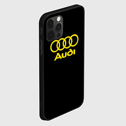 Чехол для iPhone 12 Pro Audi logo yellow, цвет: 3D-черный — фото 2