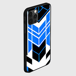 Чехол для iPhone 12 Pro Blue and black stripes on a white background, цвет: 3D-черный — фото 2