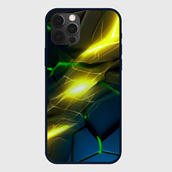 Чехол для iPhone 12 Pro Неоновые яркие зеленые плиты с желтым светом, цвет: 3D-черный
