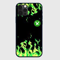 Чехол iPhone 12 Pro Minecraft green flame