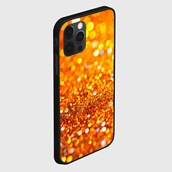 Чехол для iPhone 12 Pro Оранжевые и желтые блестяшки боке, цвет: 3D-черный — фото 2
