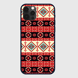 Чехол для iPhone 12 Pro Этнический геометрический узор, цвет: 3D-черный