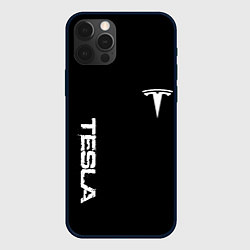 Чехол iPhone 12 Pro Tesla logo white