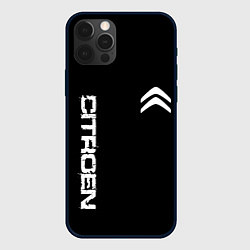 Чехол для iPhone 12 Pro Citroen logo white, цвет: 3D-черный