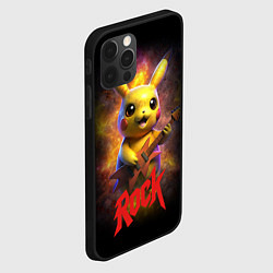 Чехол для iPhone 12 Pro Пикачу рок звезда с электрогитарой, цвет: 3D-черный — фото 2