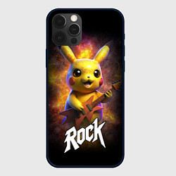 Чехол для iPhone 12 Pro Рок звезда Пикачу с электрогитарой, цвет: 3D-черный