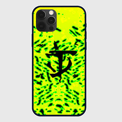 Чехол для iPhone 12 Pro Doom кислотный стиль лого, цвет: 3D-черный