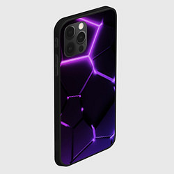 Чехол для iPhone 12 Pro Темные фиолетовые неоновые плиты в разломе, цвет: 3D-черный — фото 2