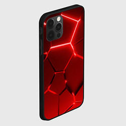 Чехол для iPhone 12 Pro Яркие красные неоновые плиты в разломе, цвет: 3D-черный — фото 2