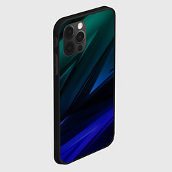 Чехол для iPhone 12 Pro Зелено-синие геометрические абстрактные объемные п, цвет: 3D-черный — фото 2