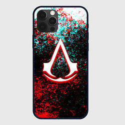 Чехол для iPhone 12 Pro Assassins Creed logo glitch, цвет: 3D-черный
