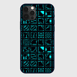 Чехол iPhone 12 Pro Квадратные геометрические инженерные синие схемы п