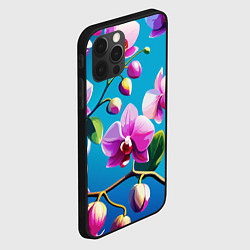 Чехол для iPhone 12 Pro Орхидея цветы паттерн, цвет: 3D-черный — фото 2