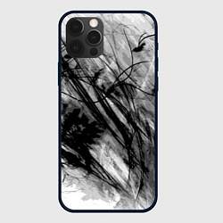 Чехол iPhone 12 Pro Серый абстрактный серо-черный шрих