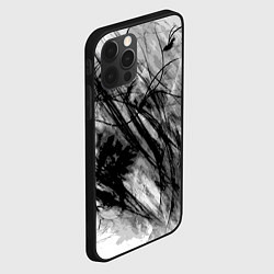 Чехол для iPhone 12 Pro Серый абстрактный серо-черный шрих, цвет: 3D-черный — фото 2