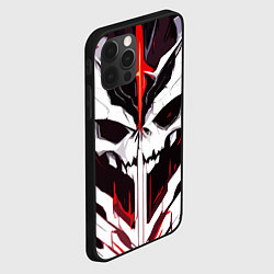 Чехол для iPhone 12 Pro Абстрактный белый череп и красные полосы, цвет: 3D-черный — фото 2