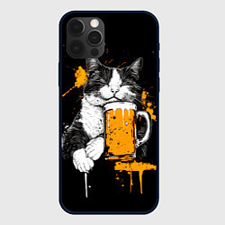 Чехол iPhone 12 Pro Уставший кот с кружкой пива