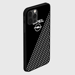 Чехол для iPhone 12 Pro Opel чёрно-белый шахматка, цвет: 3D-черный — фото 2