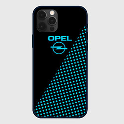 Чехол для iPhone 12 Pro Opel чёрно-голубой шахматка, цвет: 3D-черный