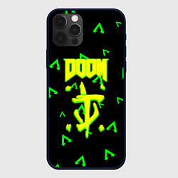 Чехол для iPhone 12 Pro Doom лого кислота, цвет: 3D-черный