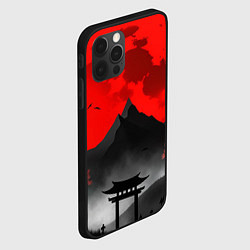 Чехол для iPhone 12 Pro Черная гора Японии на закате, цвет: 3D-черный — фото 2