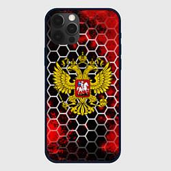 Чехол iPhone 12 Pro Герб РФ краски броня