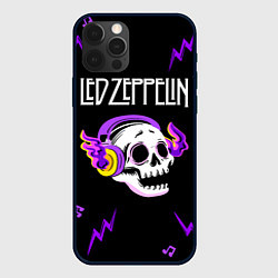 Чехол iPhone 12 Pro Led Zeppelin неоновый череп
