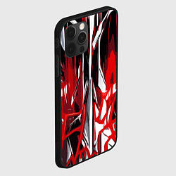 Чехол для iPhone 12 Pro Красно-белая хаотичная абстракция на чёрном фоне, цвет: 3D-черный — фото 2
