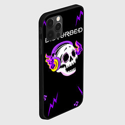 Чехол для iPhone 12 Pro Disturbed неоновый череп, цвет: 3D-черный — фото 2