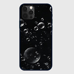 Чехол для iPhone 12 Pro Пузыри на черном фоне, цвет: 3D-черный