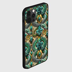 Чехол для iPhone 12 Pro Паттерн зеленые темные змеи, цвет: 3D-черный — фото 2