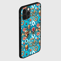 Чехол для iPhone 12 Pro Паттерн змеи и черепа, цвет: 3D-черный — фото 2