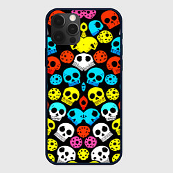 Чехол iPhone 12 Pro Прикольный цветной паттерн из черепков - нейроарт
