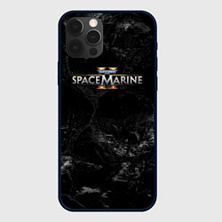 Чехол iPhone 12 Pro Warhammer 40000 space marine 2 black logo