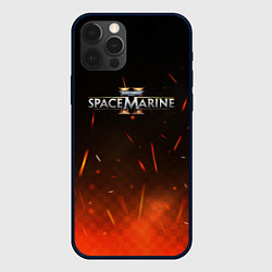 Чехол для iPhone 12 Pro Warhammer 40000 space marine 2 logo fire, цвет: 3D-черный